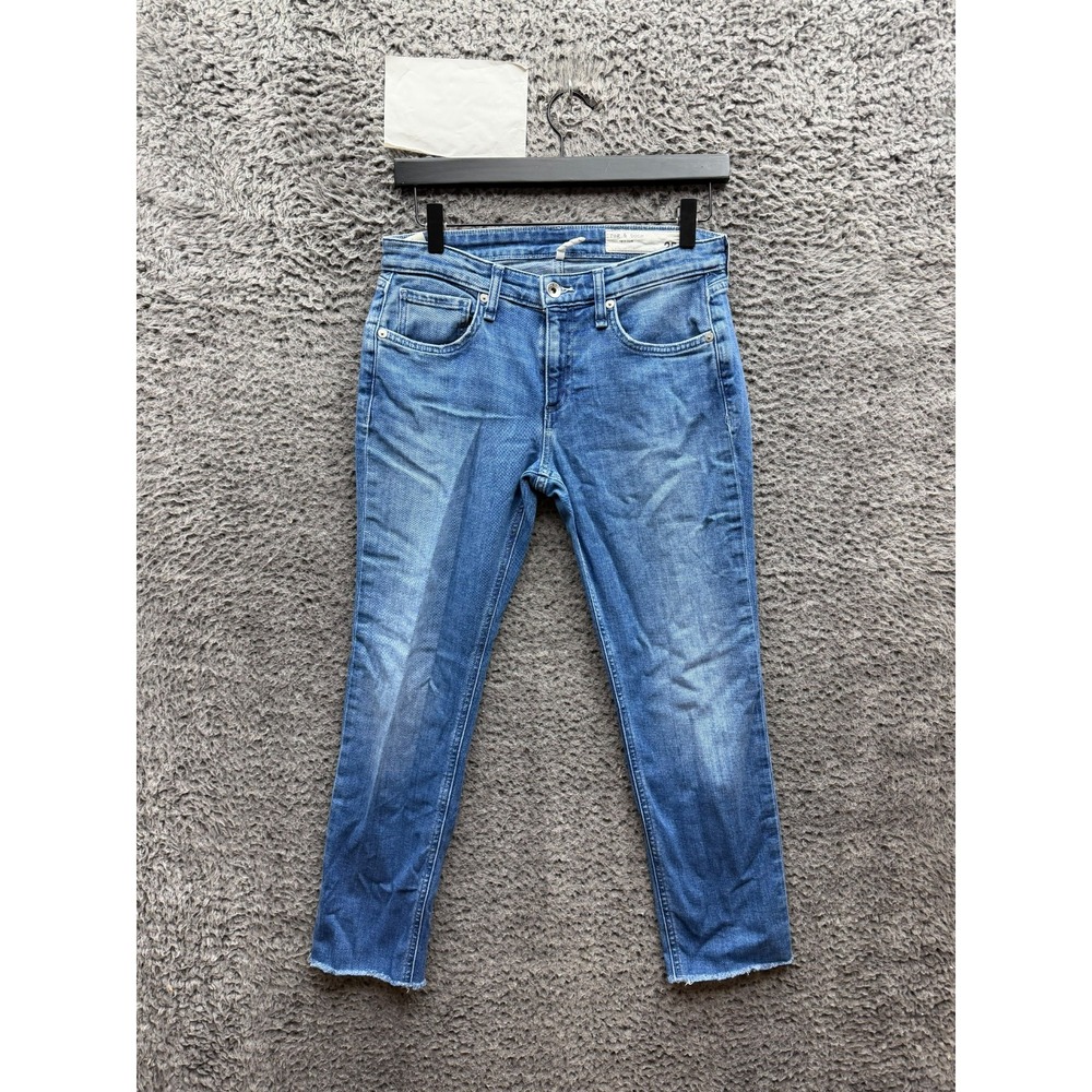 Rag & Bone Slim Fit Raw Hem Skinny Denim Jeans Medium Wash Blue Womens Size 26